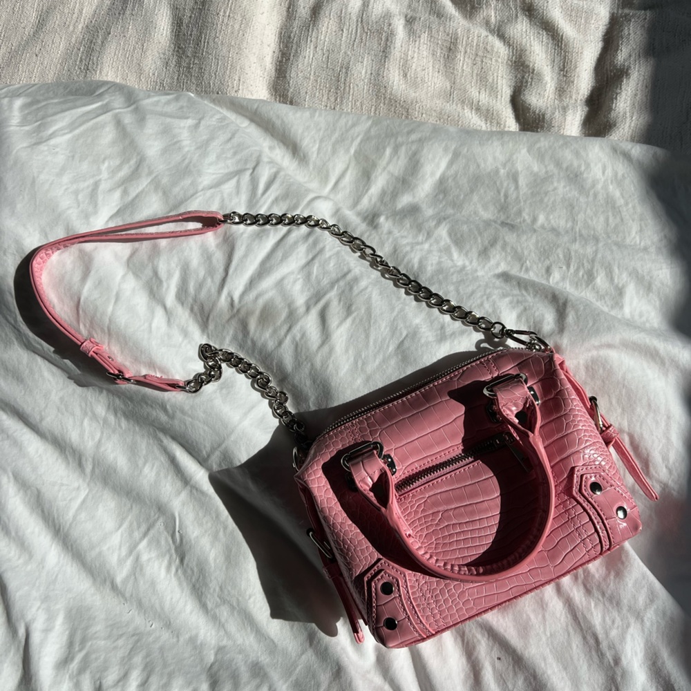 Pink faux leather bag